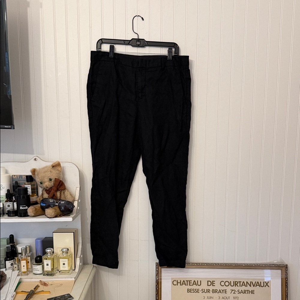 Women’s Vince linen pants Black Casual Pants joggers with elastic ankles